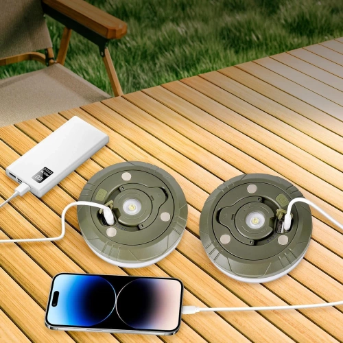 Lampada da campeggio a LED multifunzionale con ghirlanda da 10 m, power bank e magnete | Lampada impermeabile con batteria integrata da 2000 mAh 5 modalità di illuminazione | KQ-5004