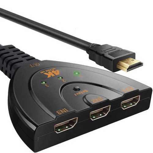 HDMI-Splitter | 4K, 3D, 3 Eingänge | HDMI-Kabel 0,5 m | HPS-3P