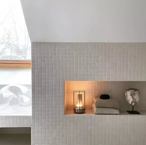 HJA27 | Candeeiro de mesa LED de campismo com bateria incorporada de 2000mAh e painel táctil | 3 cores de iluminação, reguláveis | Prata