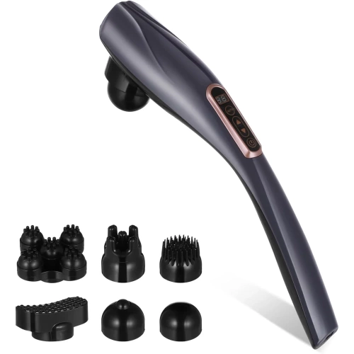 YT-1706-GRAY | Massager with replaceable tips | Vibration back massage | A massage gun that helps fight cellulite