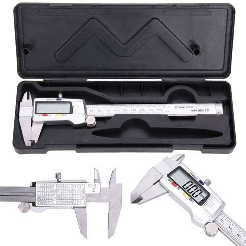 TR03 | Electronic caliper with LCD display | 0 - 150 mm / 0 - 6 in | LR44, case | digital, metal