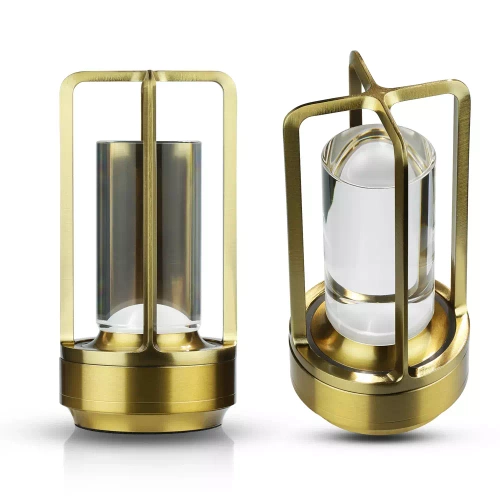 LED-Tischleuchte für Camping | integrierter Akku 2.000 mAh, Touch-Bedienfeld, 3 Lichtfarben, dimmbar | gold | HJA27