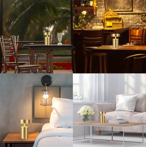 HJA29-SILVER | Lampă de masă fără fir | Lampă de noapte sensibilă la atingere cu culoarea luminii reglabilă | Lampă USB MUSHROOM