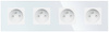 SC80-4 | Quadruple frame for 230V socket | Tempered glass | White