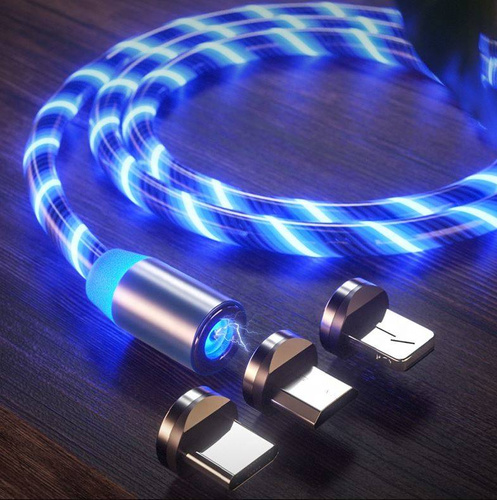 AM67 | 3i1 2M | Glødende magnetisk kabel til opladning af din telefon med 3 ender