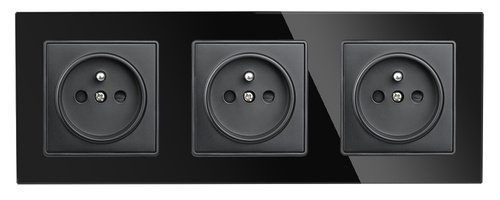 F60-SC80-3 | Tomada tripla com aterramento F60 com moldura | Vidro temperado preto | 230 V