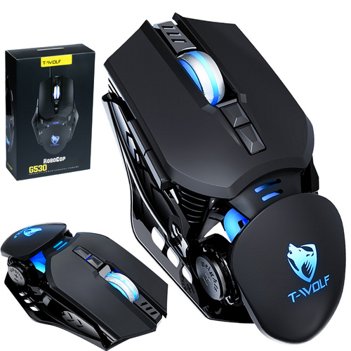 G530 | Mouse pentru computer pentru jocuri, cu fir, optic, USB | Lumină de fundal LED RGB | 1200-6400 DPI, 7 butoane