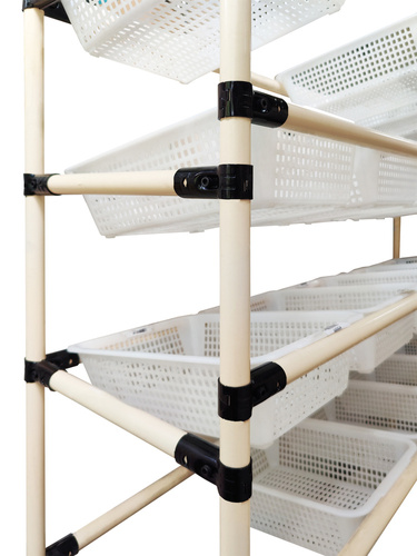 Raktári kocsi 155x170x40 áruk csomagolásához | 25 kosár, egyenként 39x30x11 cm | teherbírása 75kg | fém szerkezet