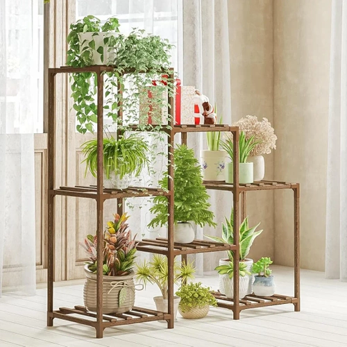 NZ251-BAMBÚ | Puesto de flores de madera para macetas | Soporte para plantas | Estante de flores
