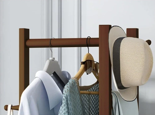 BYY-505-RW | Cabideiro com prateleiras | bambu escuro