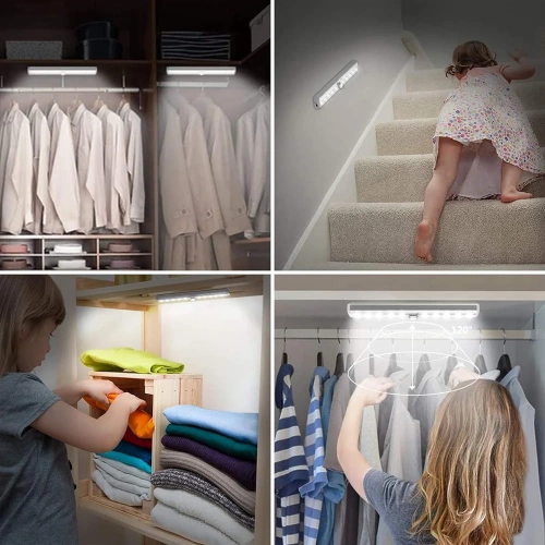 C1565-БІЛИЙ | Бездротовий підшафний світильник з датчиком руху та сутінків | Магнітний нічник для освітлення простору |