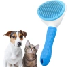 PSC-195-BLAUW | Borstel voor het borstelen van honden- en kattenhaar | Zelfreinigende borstel voor huisdierenverzorging