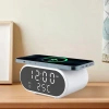 Despertador inteligente con cargador inalámbrico Qi 15 W | despertador con triple alarma | reloj con pantalla de temperatura | SZ06-15W-W