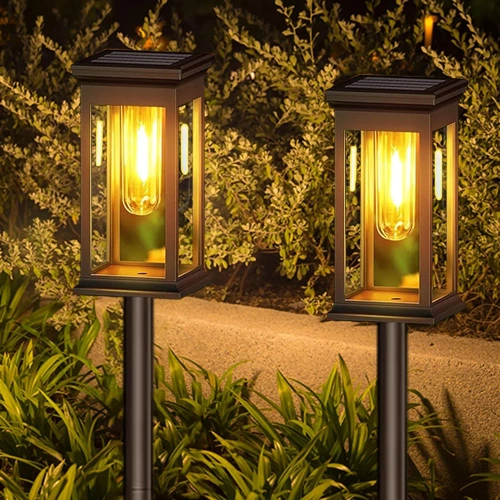 HK-115A | |2 x LED-tuinlamp op zonne-energie | Gedreven paal 60 cm