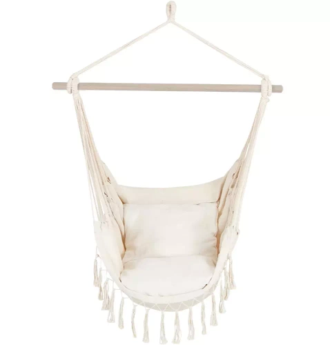 ZY-V004 | Scaun suspendat, scaun brazilian, hamac, leagan | doua perne, bentita din lemn | până la 120 kg | bej