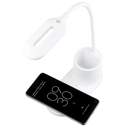 WD-T03-BRANCO | Candeeiro de mesa LED com carregador indutivo | Branco