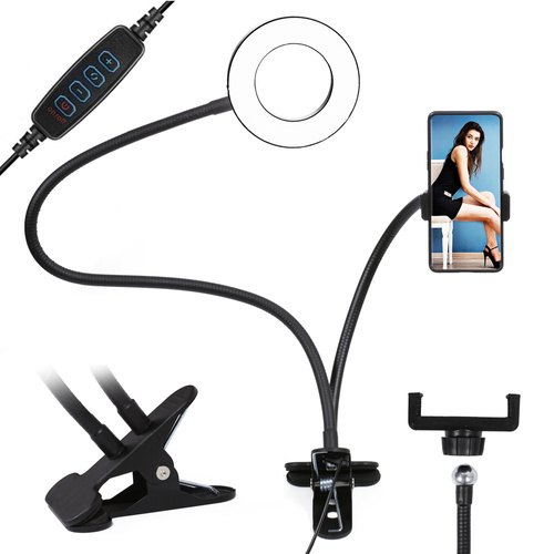 DREAMS-3.5IN | 30W ring lamp on a flexible arm | LED RING for makeup, video conferencing