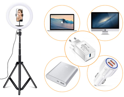 DREAMS 260T 4in1 | Ring lamp 260 mm | Adjustable tripod 210 cm | Travel charger CA-004 | IOS / Android Bluetooth remote control