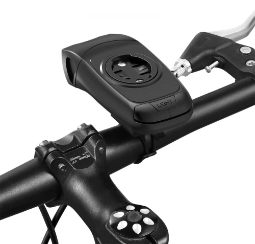 3v1 LED svítilna na kolo s klaksonem | Držák pro GPS navigaci nebo telefon Garmin | Chytré osvětlení s vestavěnou baterií | 05BQ0062