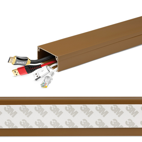 ZXC-20-2M | Maskovacia lišta pre RTV káble, káblový kanál, krycia doska | 3M lepiaca páska | 2 metre, 40x20mm, hnedá