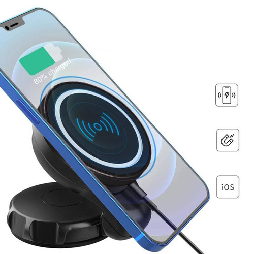 WH-69 | Magnetic car holder with inductive charger | Qi, MagSafe, 15W