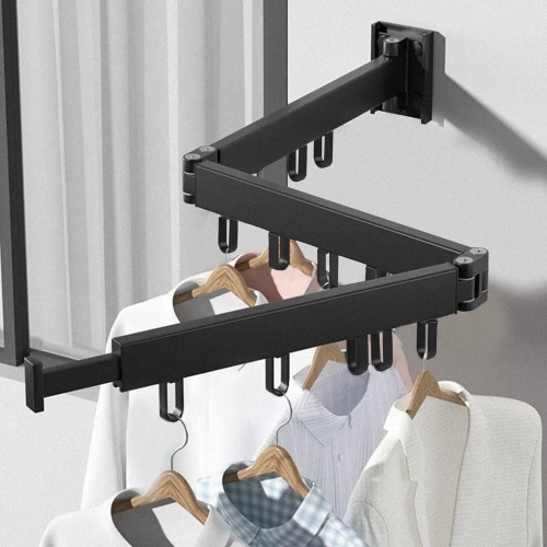 LYJ-T90-BLACK | Foldable clothes hanger | Foldable dryer | Wall rail with hooks