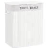 ZYL-100L-WIT | Witte wasmand | Bamboe speelgoedcontainer | Houten kledingmand | Wasmand met twee vakken voor de badkamer