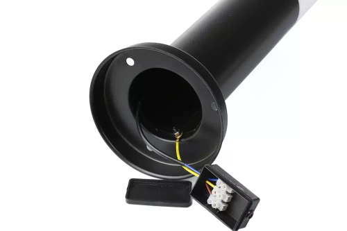 LLR-45CM | Statomas sodo šviestuvas, apvalus stulpelis E27 lemputei | Maitinimas 230V, nerūdijančio plieno | Matinė juoda, 45 cm