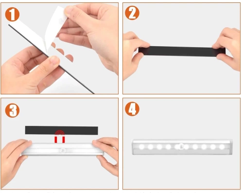 C1565-BRANCO | Candeeiro de baixo do armário sem fios com sensor de movimento e crepuscular | Candeeiro noturno magnético para iluminar o espaço |
