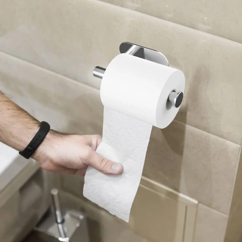 JZU-304-SILVER | Silver paper holder | Self-adhesive toilet paper hanger