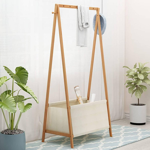 BYY-0346-YW | Porte-vêtements mobile avec panier