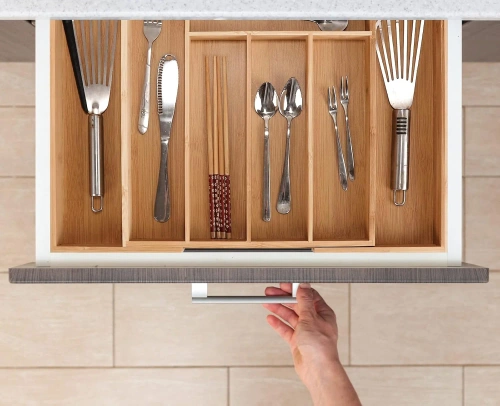 Organizator tacâmuri | Inserție sertar din bambus cu 8 compartimente | KBT-G844