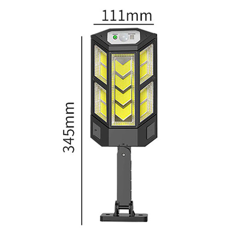 LD-05-M | LED solcellehavelampe med bevægelses- og skumringssensor, størrelse M | IP65 | 124 COB LED'er | IR fjernbetjening
