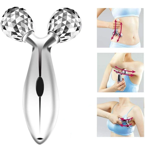 AL-306B-ZILVER | Gezichtsmassageapparaat | Roterende gezichts- en lichaamsroller