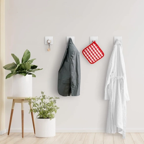 BXG-4PCS-BRANCO | Gancho branco para roupas, panos, toalhas | Suporte autoadesivo para acessórios de cozinha