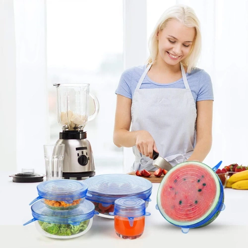 FLR-6PCS-BLAUW | Universele siliconen deksels | Set flexibele hoezen