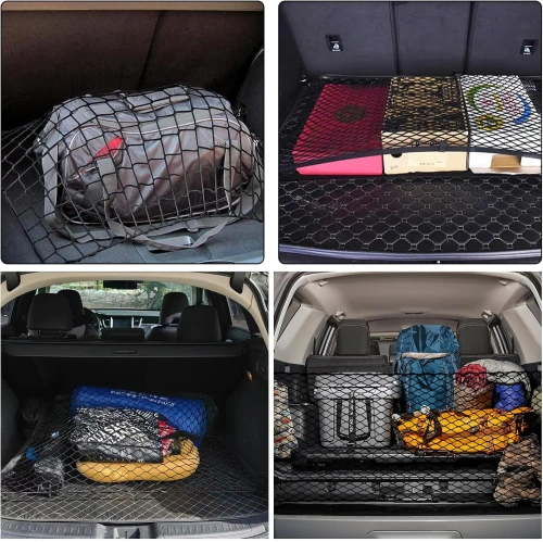 Rede organizadora para porta-malas de carro | rede elástica de segurança 110x60 cm | organizador de bagagem | rede de transporte | CTM-110*60CM-B