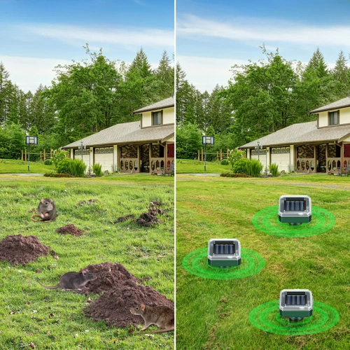 YSJ-1265-ZWART | Insteek-dierenwerend middel | Op zonne-energie | 2 stuks