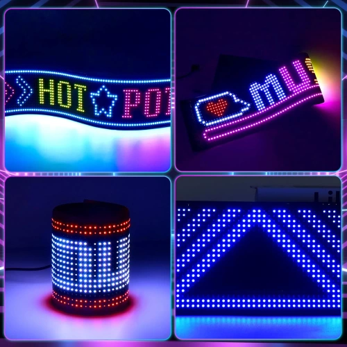 Programozható LED kijelző tábla autóhoz és teherautóhoz | 92 x 374 mm | RGB panel | személyre szabható szövegek és animációk | HRP-1664