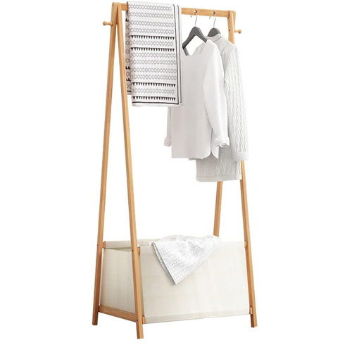 BYY-0346-YW | Movable clothing stand with basket 