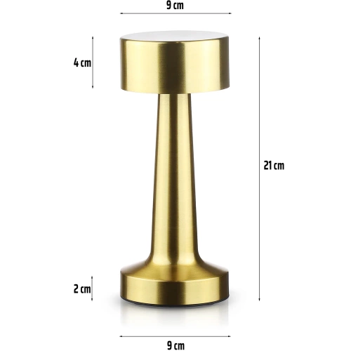 HJA10-GOUD | Draadloze tafellamp | Aanraakgevoelige nachtlamp met instelbare lichtkleur | USB-lampje