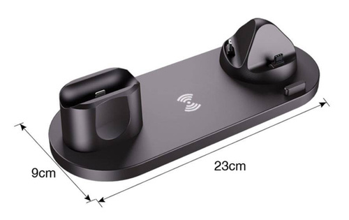 WD-01 | QI dokkoló Apple iPhone Airpods Watchhoz | 15W vezeték nélküli töltő | 3 csatlakozó - USB-C / Lightning / Micro USB