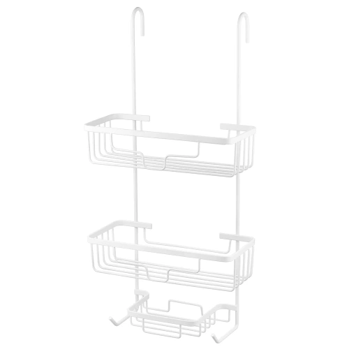 MJ2568-WHITE | Metal bathroom shelf | White shower shelf on the cabin window