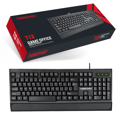 T13 | Tastatura cu fir cu suport pentru palme integrat, full size, silentioasa, pentru birou