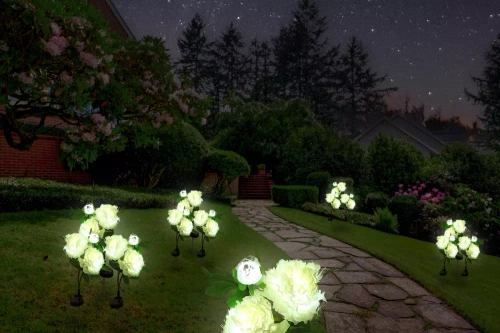 FLD-10-HVID | Solblomst | LED solar havelampe Peony hvid | 80 cm, 600 mAh