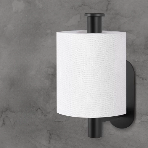 JZU-304-NOIR | Porte-papier noir | Porte-papier toilette autocollant
