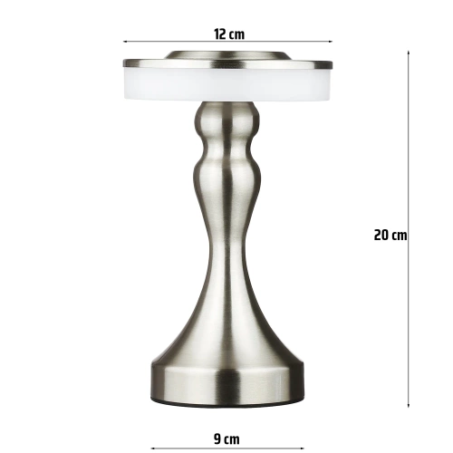HJA14-A-SILVER | Stolní lampa s vestavěnou baterií | Noční lampa se třemi barvami světla | Atmosférická lampa do hotelu nebo restaurace