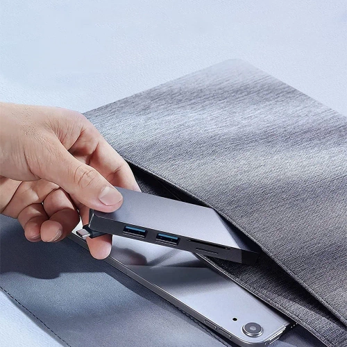 HUB | USB-C elosztó 3x USB + SD + TF kártyákhoz | adapter, osztó C típusú 5in1