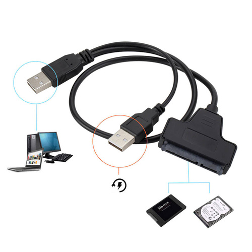SATA08 | Adattatore USB 2.0 - SATA con connettore aggiuntivo per unità SSD/HDD da 2,5".