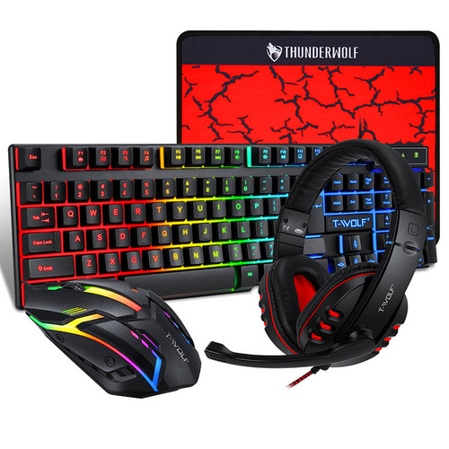 TF800 | Gaming sæt med RGB LED baggrundsbelysning tastatur, mus, headset, pad